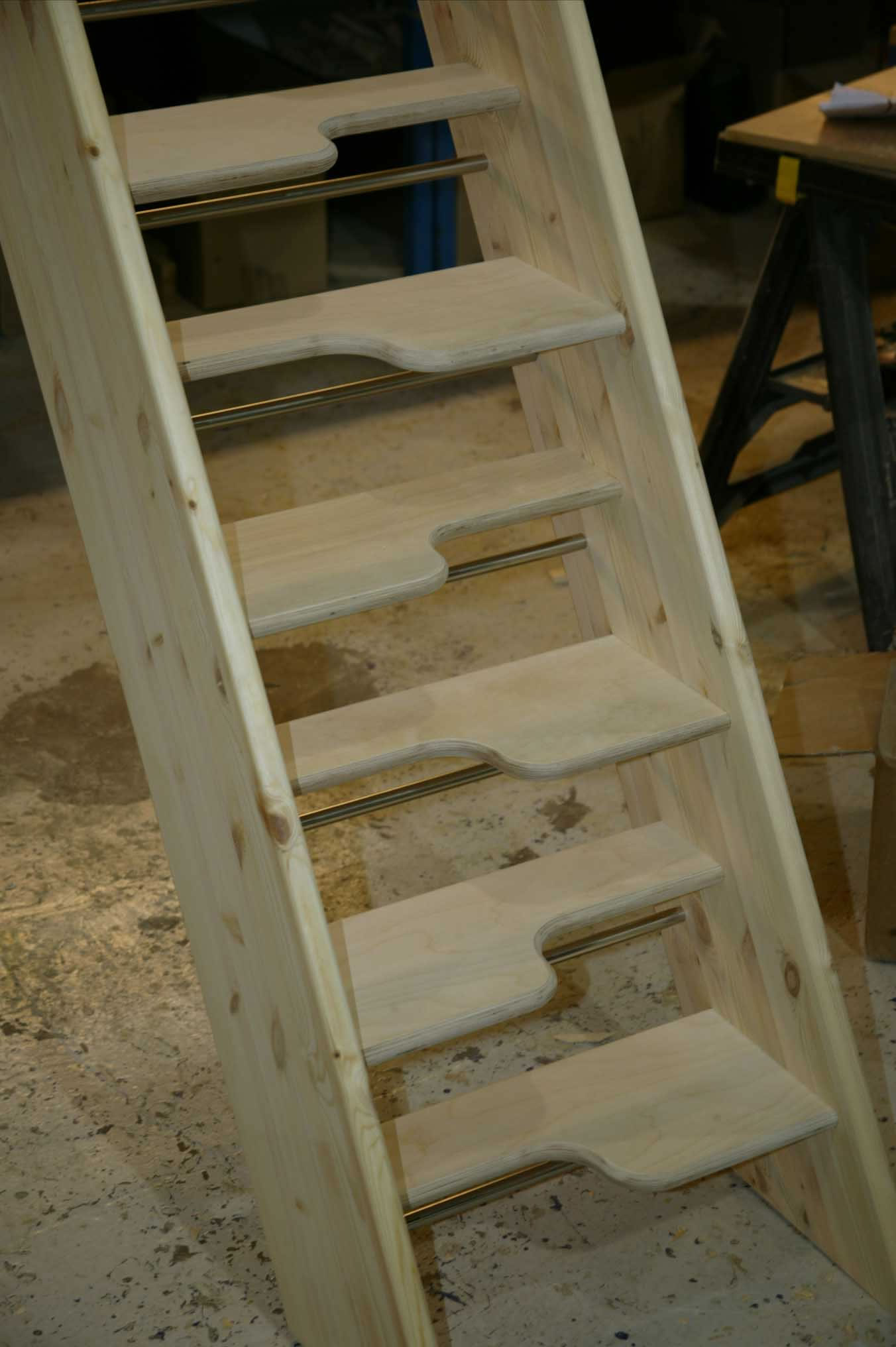 Clsoe up detail of the birch 24 openplan space saving staircase